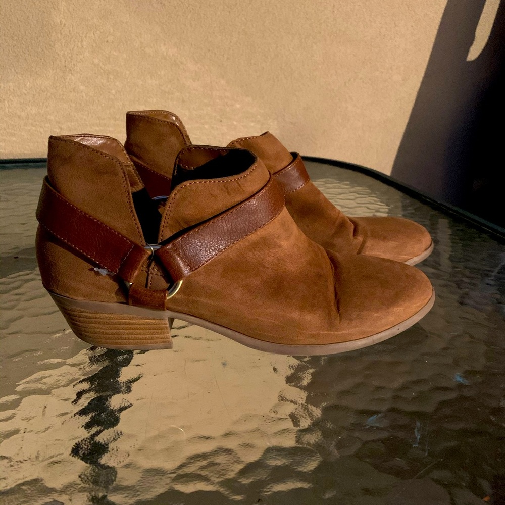 Suede Cowboy Booties Tan size 9
